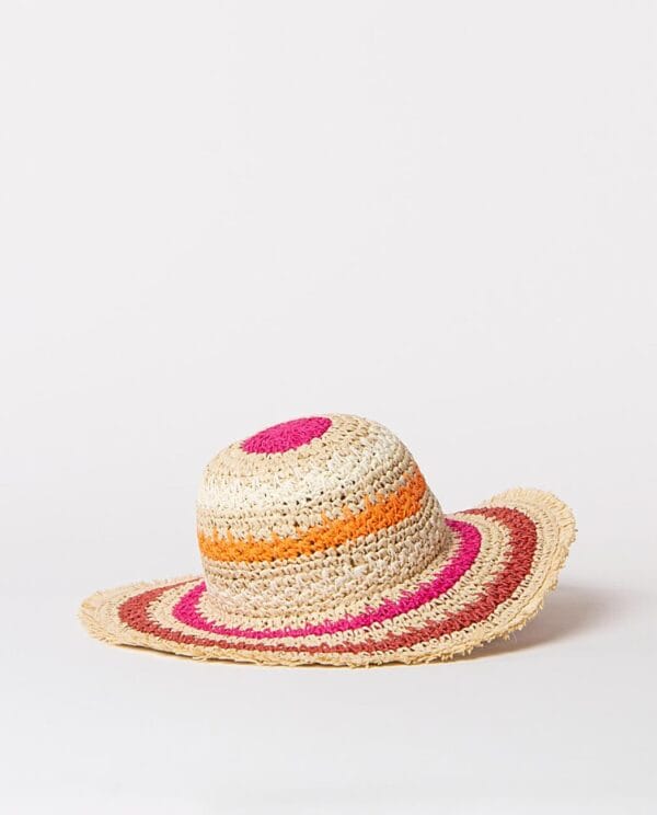 Surkana Sombrero de rayas efecto rafia Fucsia - Imagen 3