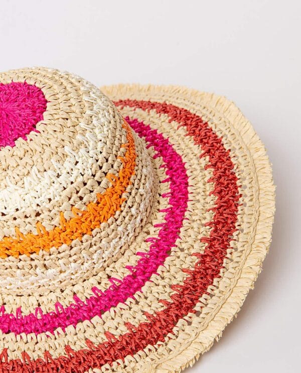 Surkana Sombrero de rayas efecto rafia Fucsia - Imagen 4