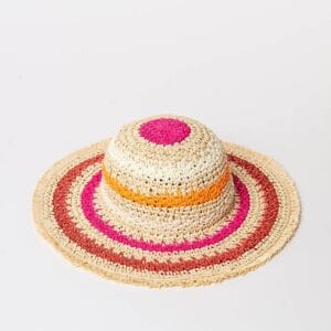 Surkana Sombrero de rayas efecto rafia Fucsia