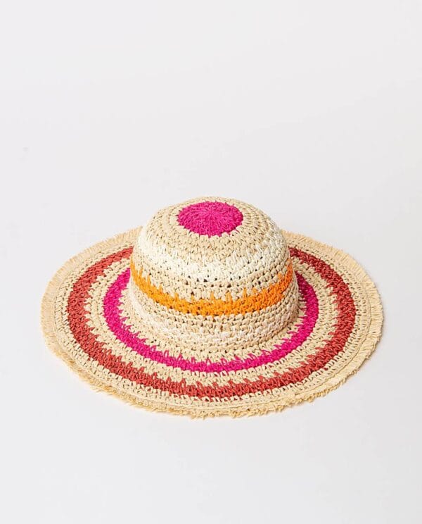 Surkana Sombrero de rayas efecto rafia Fucsia