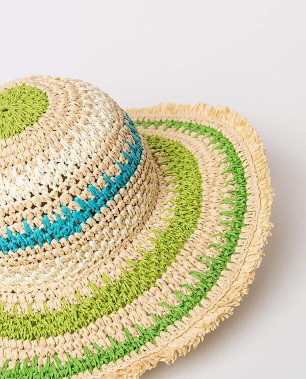 Surkana Sombrero de rayas efecto rafia Verde - Imagen 4