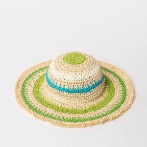 Surkana Sombrero de rayas efecto rafia Verde