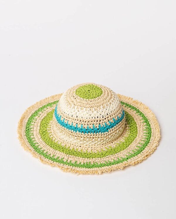 Surkana Sombrero de rayas efecto rafia Verde