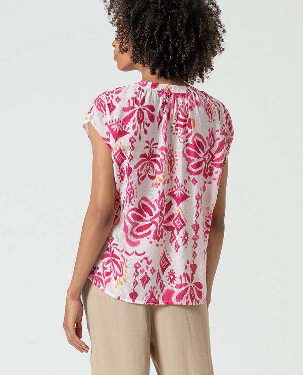 Surkana Blusa con abertura de escote en V Fucsia - Imagen 3