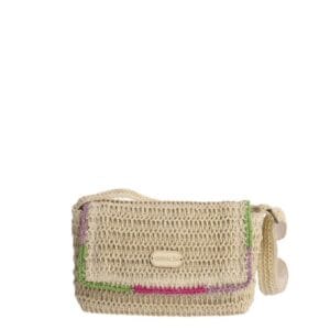 AMICHI BOLSO BANDOLERA RAFIA MARFIL CIERRE MAGNETICO Y CREMALLERA