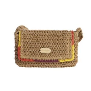 AMICHI BOLSO BANDOLERA RAFIA MARRON CIERRE MAGNETICO Y CREMALLERA