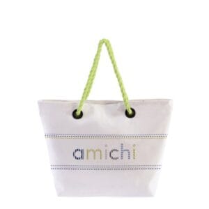 AMICHI BOLSO DE PLAYA DE LONA RECUBIERTA DE PLASTICO