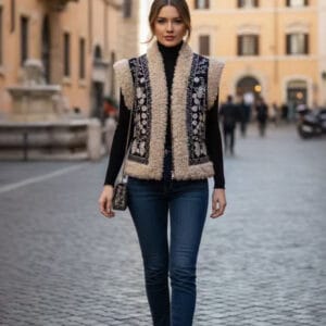 Chaleco bordado  Negro